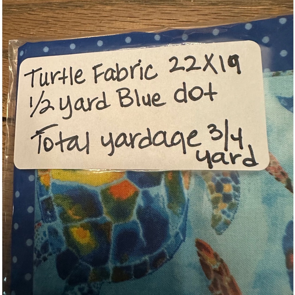 Sea Turtle Cotton Fabric Bundle Blue Polka Dot 3/4 Yard Total Quilting Sewing - Picture 4 of 4